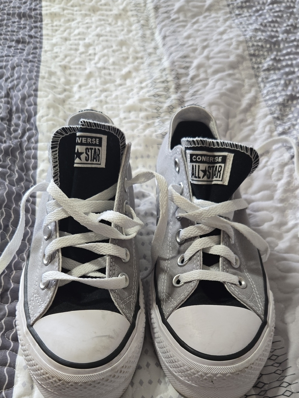Converse Custom Designed Low Top Sneakers in Silver and Black